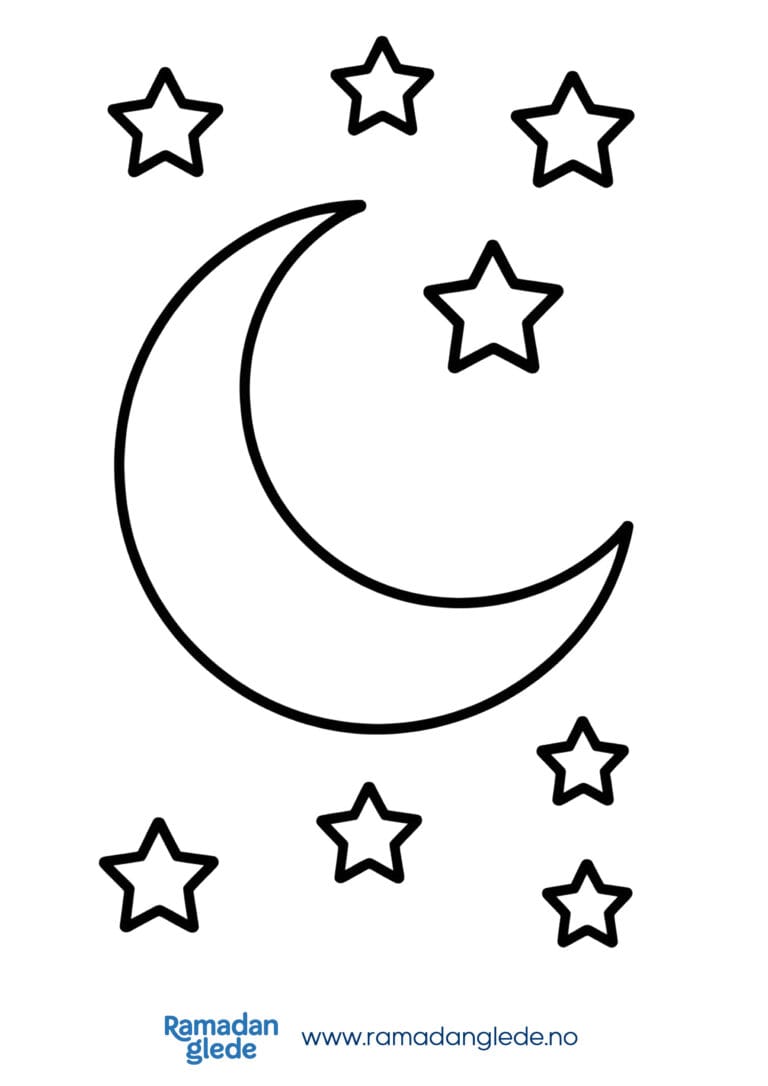 Fargeleggingsark: Ramadan fargeleggingsark måne og stjerner for barn