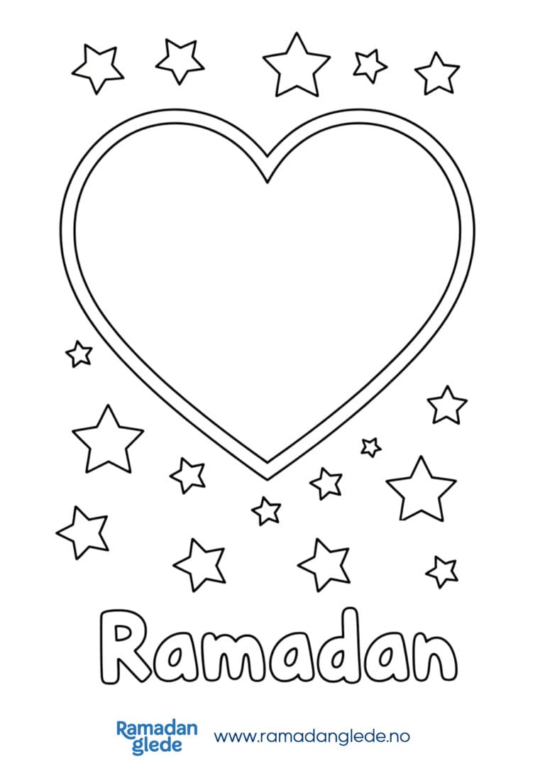 Fargeleggingsark: Ramadan fargeleggingsark hjerte for barn