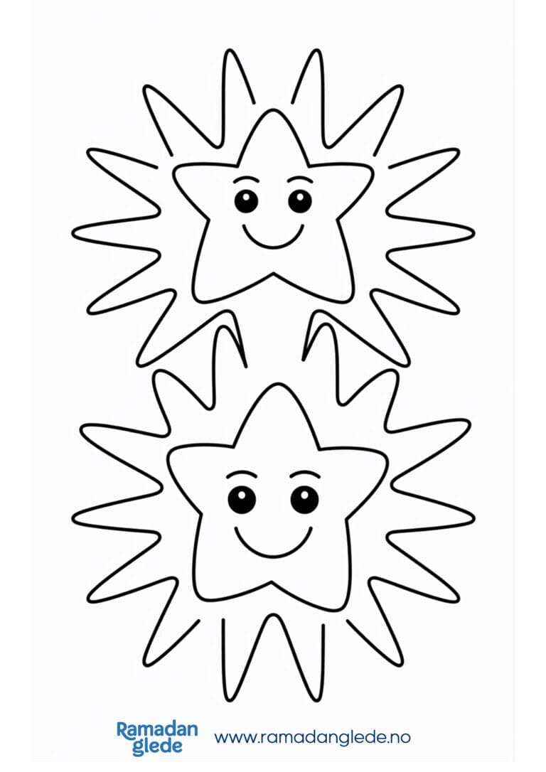 Fargeleggingsark: Gode venner i Ramadan fargeark for barn