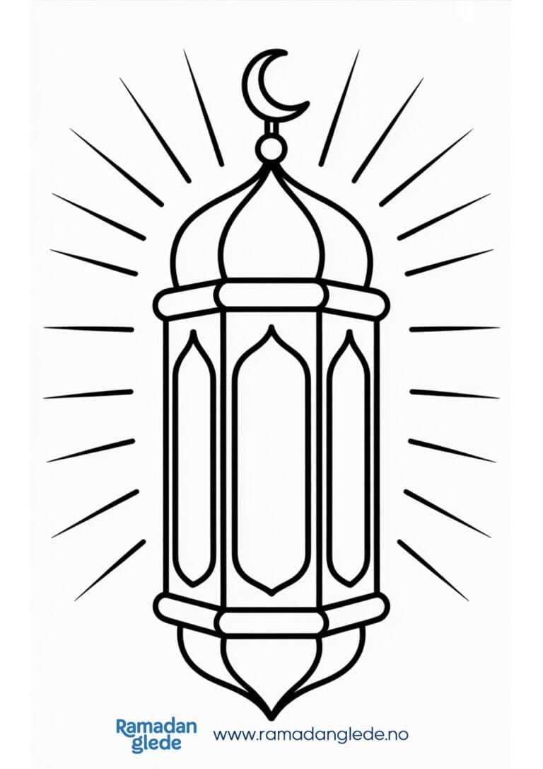 Fargeleggingsark: Tålmodighet og ro i Ramadan fargeark for barn
