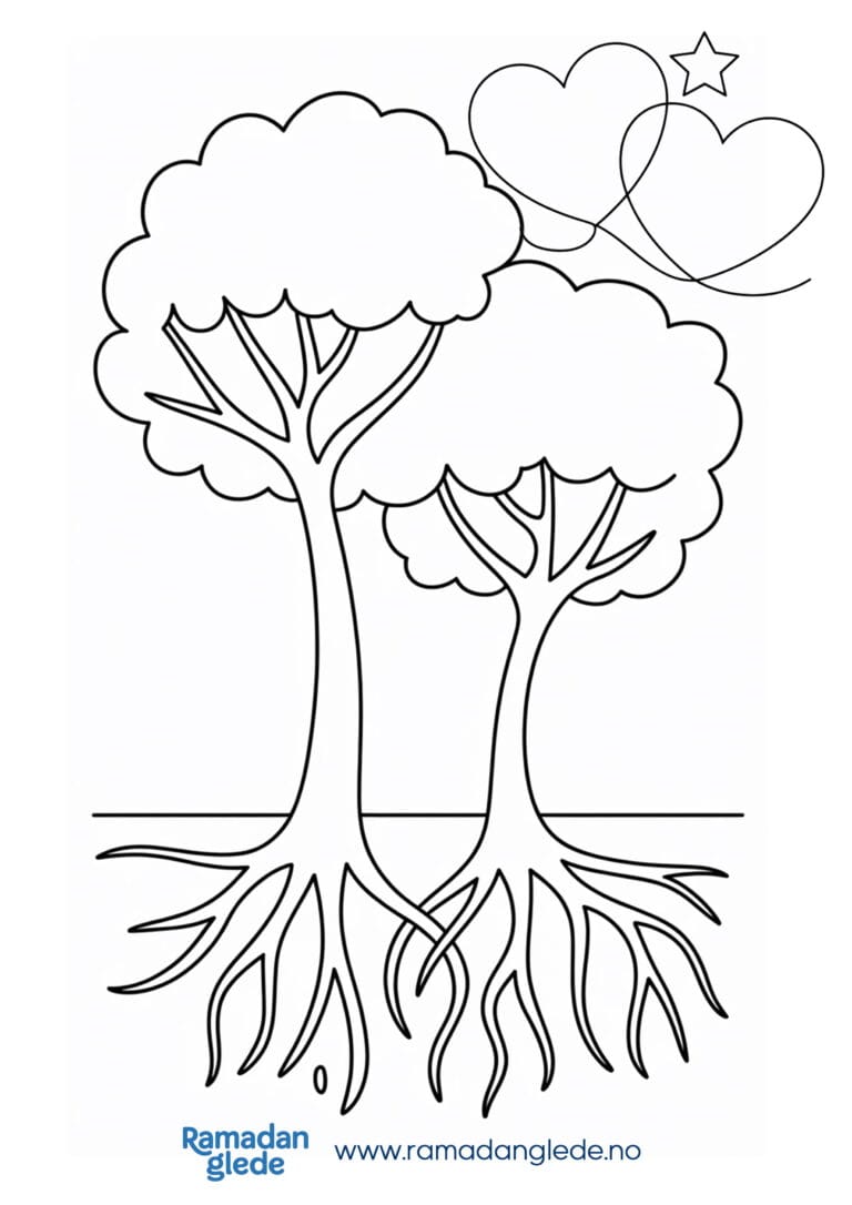 Fargeleggingsark: Vennskap i Ramadan fargeark for barn